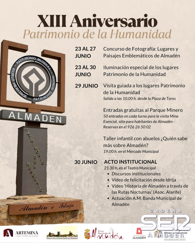 Actos conmemorativos del 13º Aniversario de Almadén como Patrimonio de la Humanidad