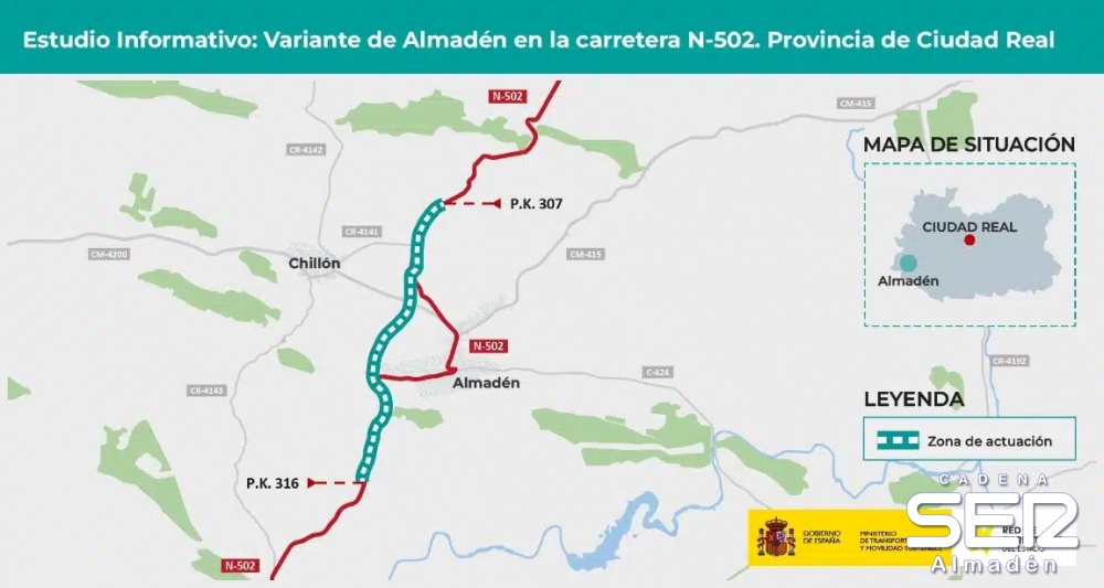 El Ministerio Fomento hará el Estudio Informativo de la Variante de Almadén