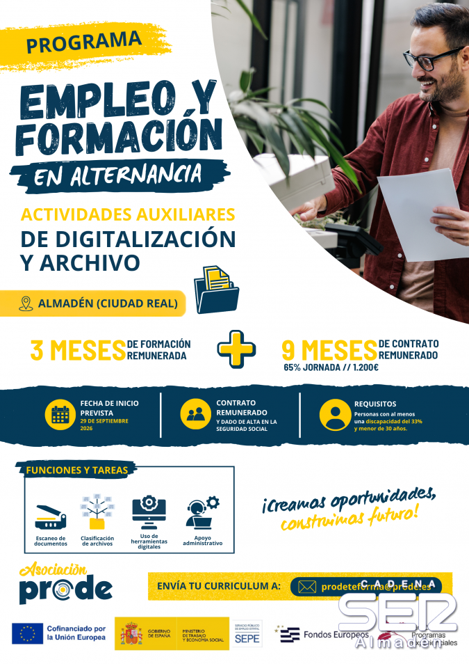 El día 29 comienza un curso remunerado organizado por la asociación PRODE en Almadén