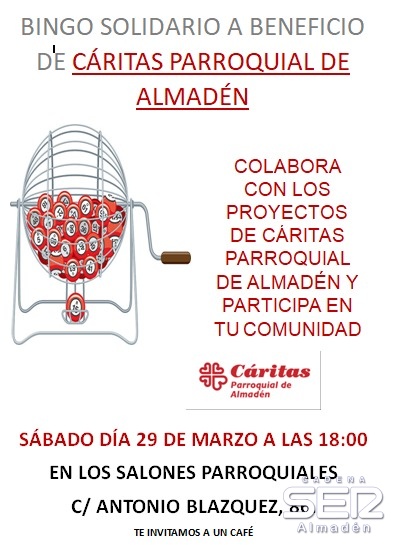 Bingo Solidario de Cáritas este sábado en Almadén