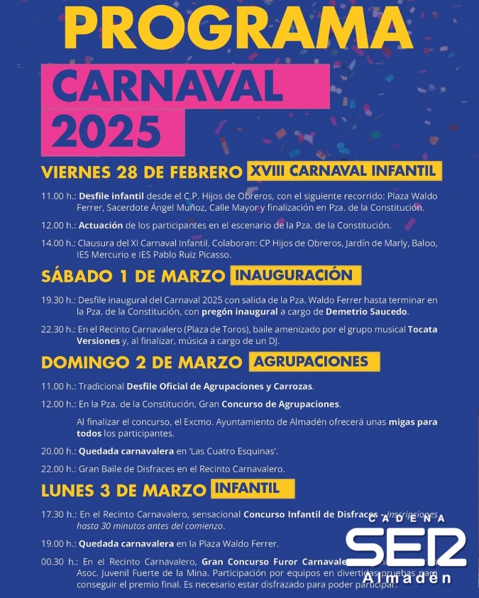 Te contamos la programación del Carnaval de Almadén 2025