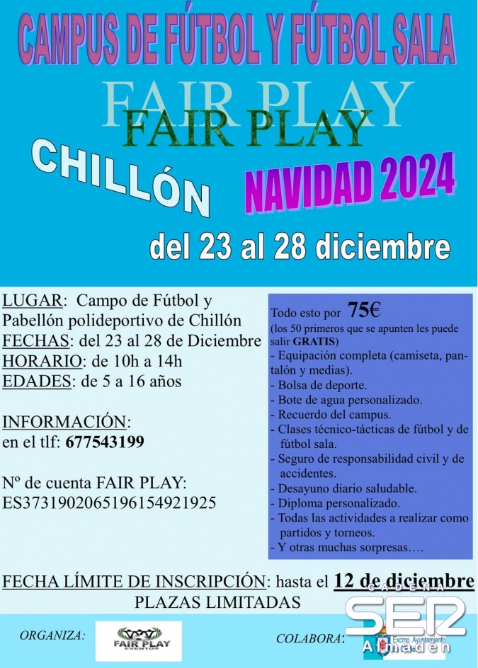 Campus Fair Play en Chillón de Fútbol y Fútbol Sala esta Navidad