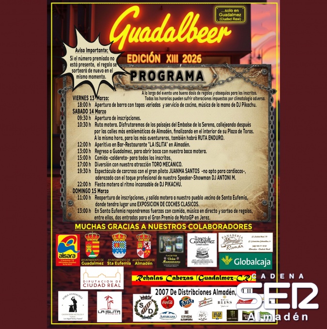 Este fin de semana llega la XIII Edición del Guadalbeer 2026
