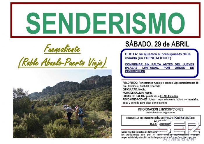 La EIMIA organiza una jornada de senderismo este sábado