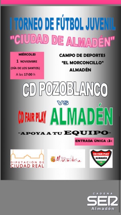 El 1 de noviembre partido del Fair Play Almadén contra el Pozoblanco