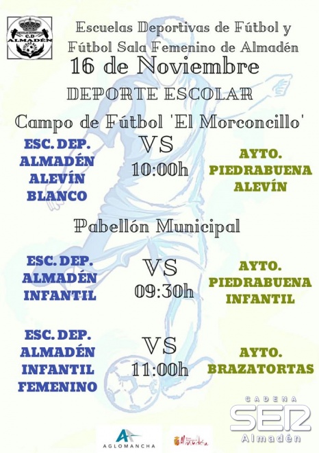 Partidos de las escuelas deportivas y fútbol sala femenino este sábado