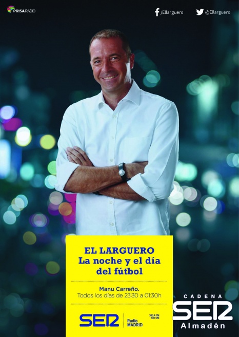 Ya tenemos el nuevo conductor de EL LARGUERO en la SER, Manu Carreño. 
