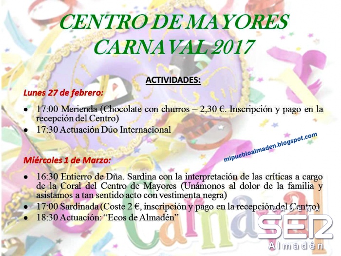 Carnaval en el Centro de Mayores de Almadén
