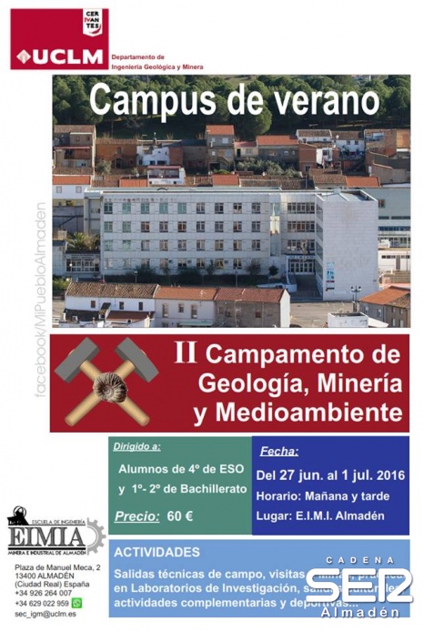 La Escuela de Ingeniería Minera e Industrial de Almadén organiza su II campamento de Geología, Minería y Medio Ambiente
