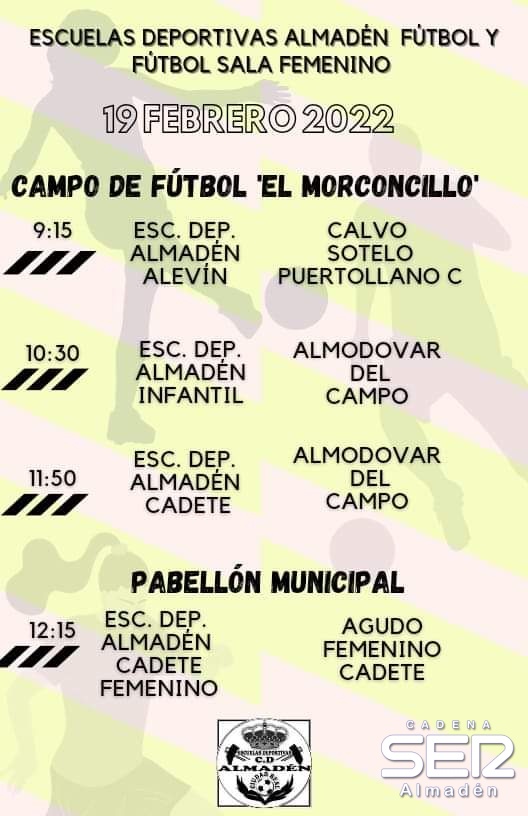 Escuelas Deportivas de Almadén disputan varios encuentros este sábado