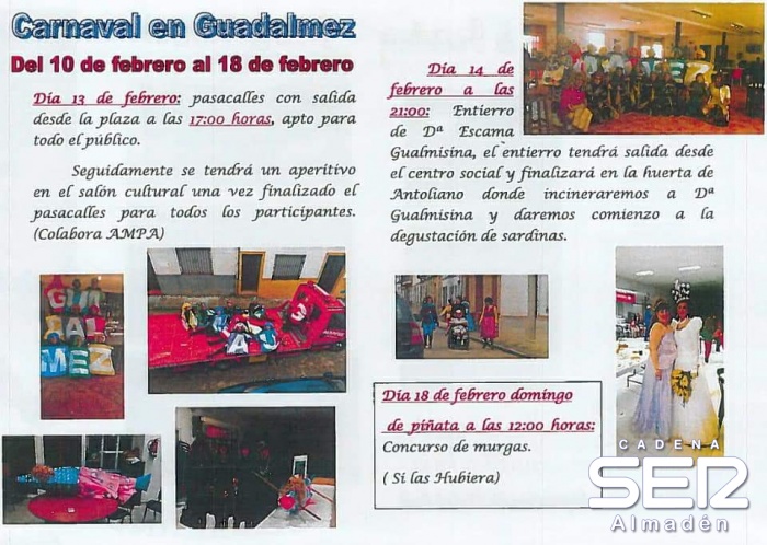 Programación del Carnaval de Guadalmez 2018