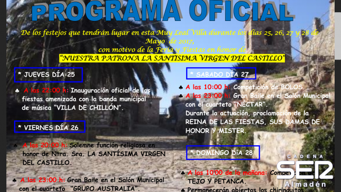 Chillón comienza su Feria en honor a la Virgen del Castillo