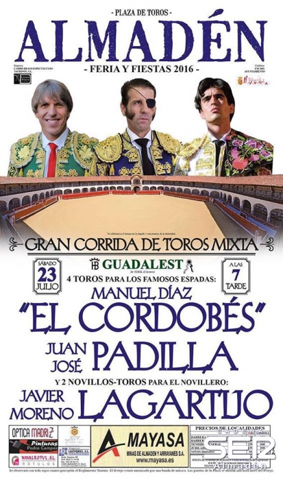 Corrida de toros con motivo de la Feria de Almadén 2016
