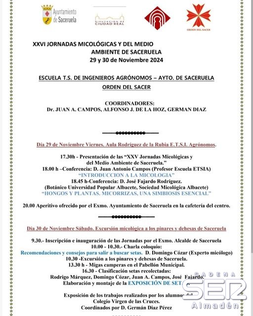 Llegan las XXVI Jornadas Micológicas a Saceruela
