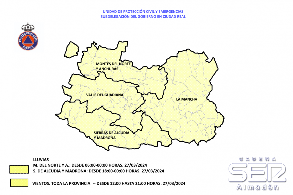 Nivel Amarillo por lluvias y vientos para este inicio de Semana Santa