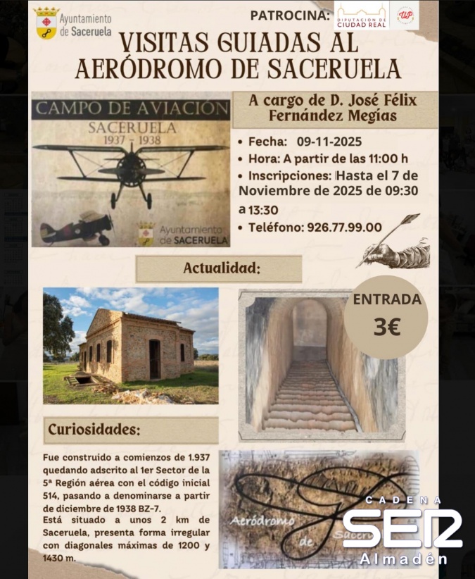 Visitas Guiadas al Aeródromo de Saceruela este domingo